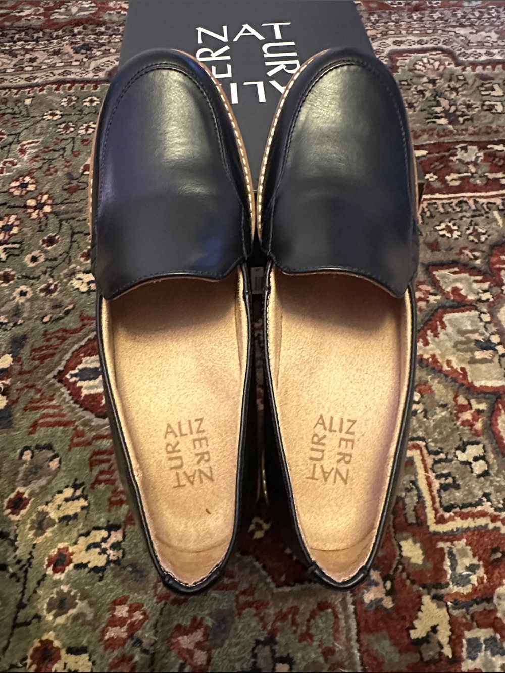 Black Leather Slip-On Loafers for women size 8M